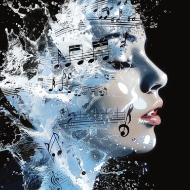 Картина под названием "MUSIC HARMONY" - Poptonicart, Подлинное произведение искусства, Цифровой коллаж