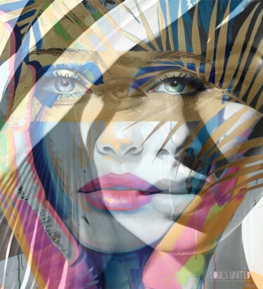 Painting titled "PALM WOMAN 1 - SOUL…" by Poptonicart, Original Artwork, Digital Collage