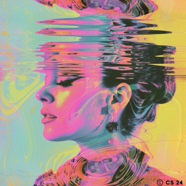 Painting titled "UNDER WATER IN PINK" by Poptonicart, Original Artwork, Digital Collage