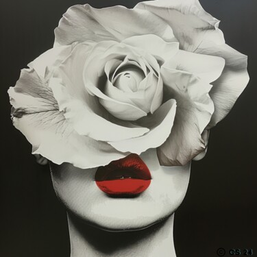 Painting titled "ROSE WOMAN" by Poptonicart, Original Artwork, Digital Collage