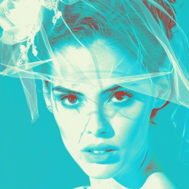 Malerei mit dem Titel "WEDDING DAY WOMAN" von Poptonicart, Original-Kunstwerk, Digitale Collage