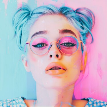Painting titled "PINK SUNGLASSES" by Poptonicart, Original Artwork, Digital Collage