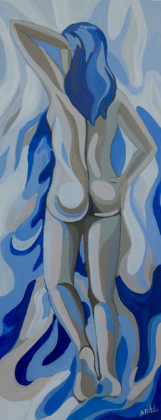 Painting titled "mujer-azul-ii.jpg" by Portalo, Original Artwork, Acrylic