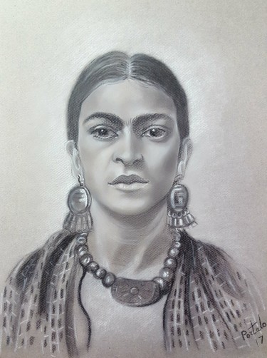 Dibujo titulada "Frida" por Portalo, Obra de arte original
