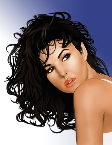 Digital Arts titled "Monica Bellucci_P1" by Montana Giuseppe Pinô, Original Artwork, Digital Painting