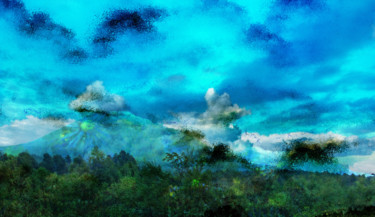 Digital Arts titled "Vulkan im Paradies" by Sigrid Gombert, Original Artwork, Digital Painting