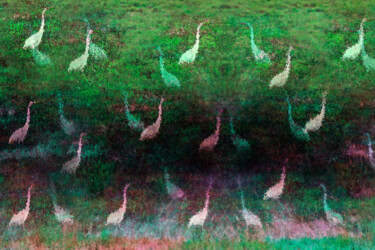 Digital Arts titled "gooses visiting the…" by Sigrid Gombert, Original Artwork, Digital Painting