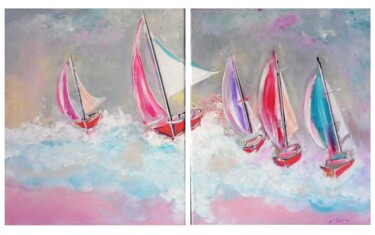 Painting titled "Les Voiles" by Nicolas Postec, Original Artwork, Acrylic