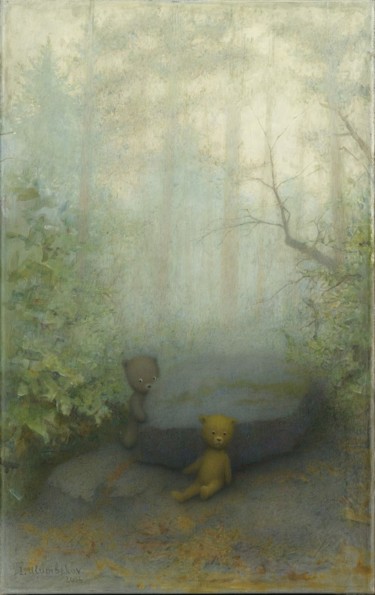 Peinture intitulée "Утро в сосновом лес…" par Iskander Ulumbekov, Œuvre d'art originale, Huile