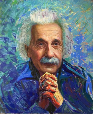 Painting titled "Albert Einstein" by Andrey Potapov, Original Artwork, Oil