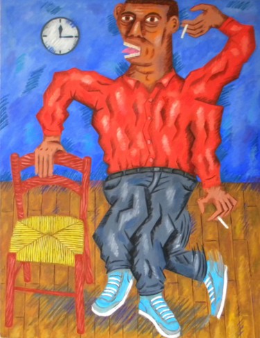 Peinture intitulée "personnage en mouve…" par Roberto Poteau, Œuvre d'art originale, Acrylique