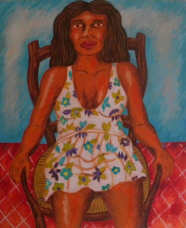 Painting titled "portrait" by Roberto Poteau, Original Artwork, Acrylic Mounted on Wood Stretcher frame