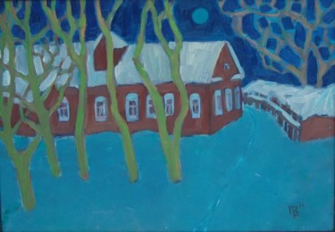 Картина под названием "Дом на Первомайской" - Vladimir Potemkin, Подлинное произведение искусства, Масло