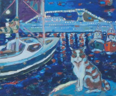 Картина под названием "Порт в Ялте" - Vladimir Potemkin, Подлинное произведение искусства, Масло