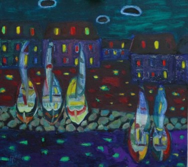 Картина под названием "Цветная ночь" - Vladimir Potemkin, Подлинное произведение искусства