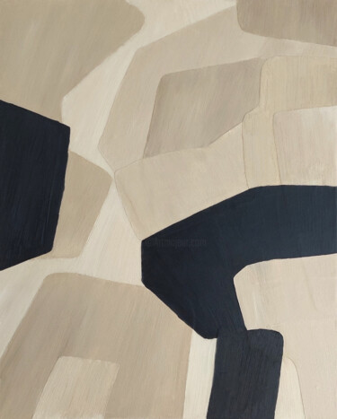 Malerei mit dem Titel "Beige Series No. 08" von Urszula Potemkowska, Original-Kunstwerk, Öl Auf Keilrahmen aus Holz montiert