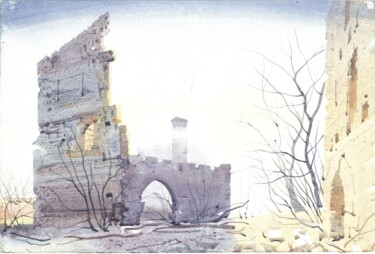 Painting titled "Moulin de Bessan" by Nicholas Poullis, Original Artwork, Watercolor