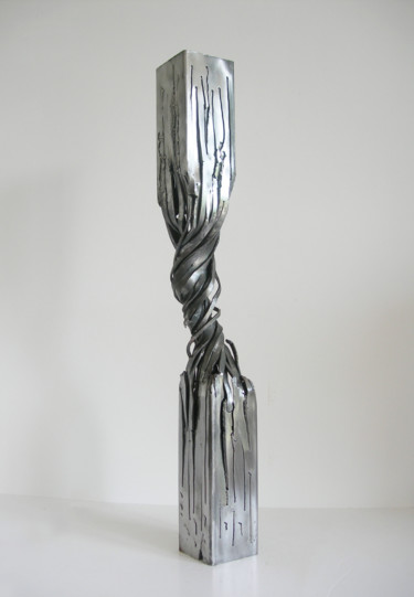 Sculptuur getiteld "Twisted métabuilding" door Jerome Poumes, Origineel Kunstwerk, Metalen