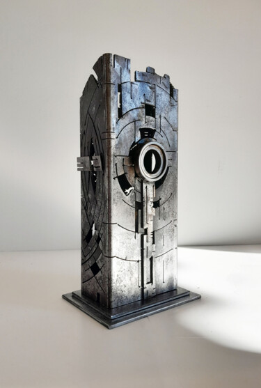 Skulptur mit dem Titel "Memories building" von Jerome Poumes, Original-Kunstwerk, Metalle