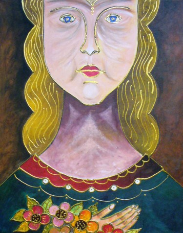 Pintura intitulada "Santa Joana Princesa" por Pousel, Obras de arte originais