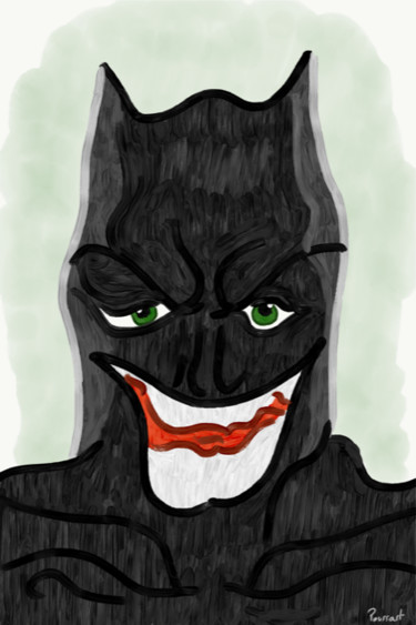 Painting titled "Le Joker" by Alexandre Poussart, Original Artwork, Digital Painting
