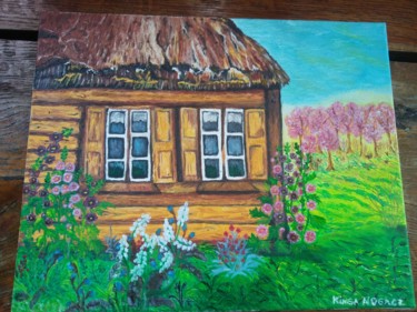 Malarstwo zatytułowany „Stary dom drewniany” autorstwa Kinia, Oryginalna praca, Olej
