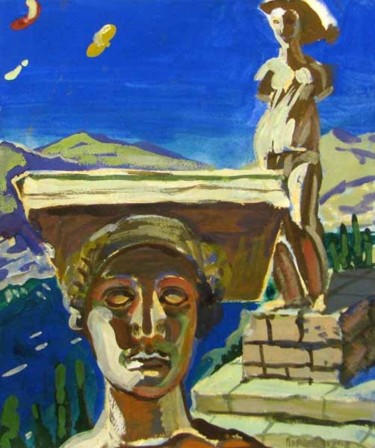 Картина под названием "Над развалинами" - Aleksey Poyaganov, Подлинное произведение искусства