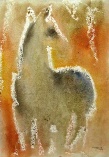 Painting titled "Sleeping horse" by Aleksey Poyaganov, Original Artwork