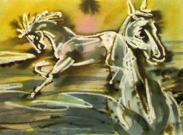 Картина под названием "Pink horse" - Aleksey Poyaganov, Подлинное произведение искусства