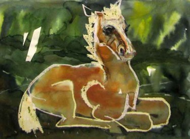 Painting titled "Foal" by Aleksey Poyaganov, Original Artwork