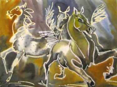 Картина под названием "Horses" - Aleksey Poyaganov, Подлинное произведение искусства