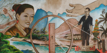 Pintura intitulada "Au fil du Laos – An…" por Poyenneart, Obras de arte originais, Acrílico