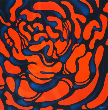 Peinture intitulée "FUSION ORANGE ET BL…" par Poyenneart, Œuvre d'art originale, Acrylique