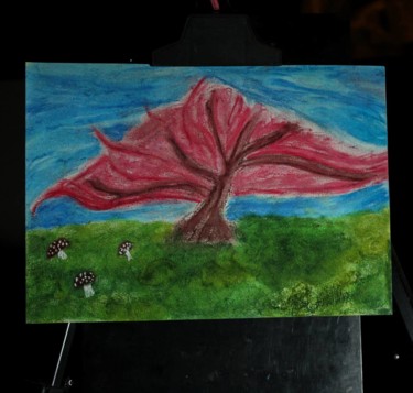 Pintura intitulada "Arvore rosa e cogum…" por Michael Poynter, Obras de arte originais, Pastel