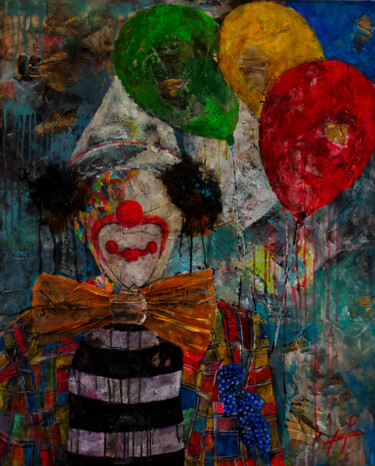 SERIE PAYASO 00011 Painting titled "SERIE PAYASO 00011" by Josep Pozo, Original Art, Acrylic Mounted on Wood Panel