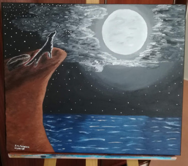 Pintura titulada "lobo-solitário.jpg" por Pedro Miguel Aleixo, Obra de arte original, Acrílico