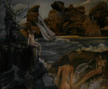 Peinture intitulée "quand les sirènes n…" par Pierre Paul Parmentier, Œuvre d'art originale, Huile