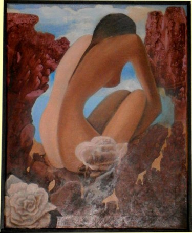 Peinture intitulée "sirène de dos sur u…" par Pierre Paul Parmentier, Œuvre d'art originale, Huile
