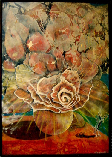 Pittura intitolato "rêve d'une rose-71x…" da Pierre Paul Parmentier, Opera d'arte originale, Olio