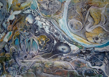 Painting titled "biomorphisme-abstra…" by Pierre Paul Parmentier, Original Artwork, Oil