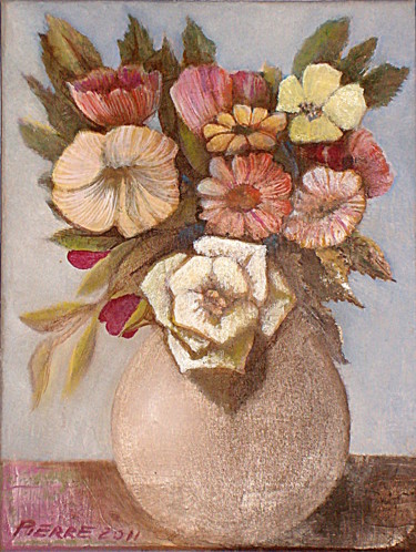 Pittura intitolato "bouquet de fleurs d…" da Pierre Paul Parmentier, Opera d'arte originale, Olio