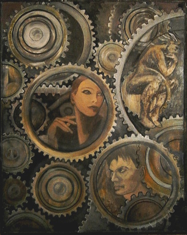 Peinture intitulée "les enrouages de la…" par Pierre Paul Parmentier, Œuvre d'art originale, Huile