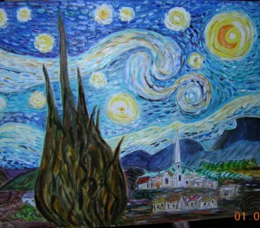 Pintura titulada "Starry Night" por Ppvillegas, Obra de arte original, Oleo