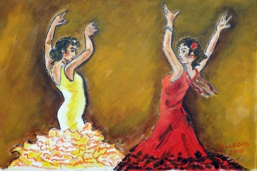 Pittura intitolato "Spanish dancers." da Ppvillegas, Opera d'arte originale, Olio