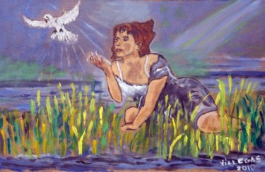 Pittura intitolato "Doves" da Ppvillegas, Opera d'arte originale, Olio
