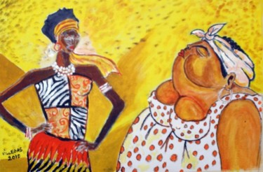 Peinture intitulée "Contraste africano" par Ppvillegas, Œuvre d'art originale, Huile