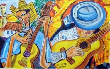 Painting titled "Guitarras" by Ppvillegas, Original Artwork, Oil