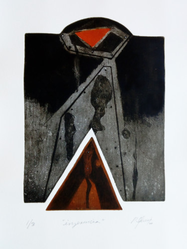 Estampas & grabados titulada "injerencia" por Pablo Quert, Obra de arte original, Aguafuerte