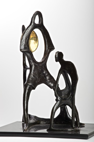 Sculpture titled "L’ homme dans le Mi…" by Pierre Racine, Original Artwork, Bronze
