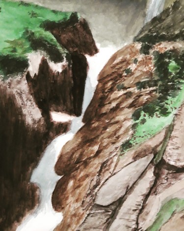 Pintura titulada "Cascada" por Practica Diy, Obra de arte original, Acuarela